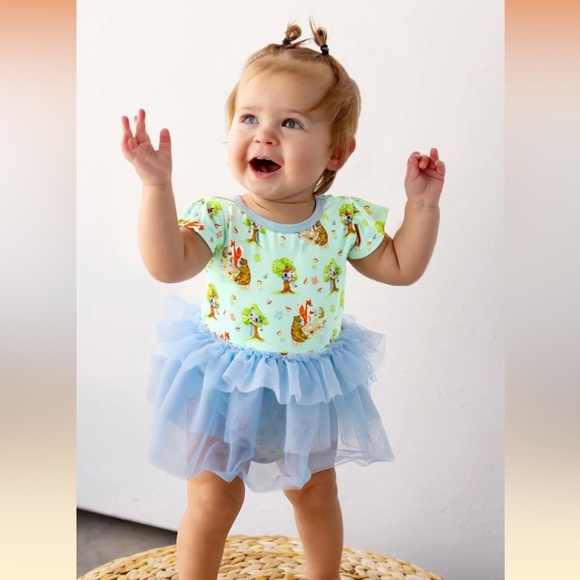 Free Birdees| Blue Tulle Skirted Onesie - Picture 1 of 7